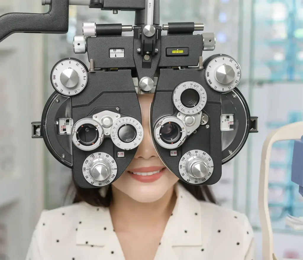Woman having a vision exam